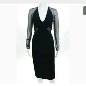 Pamella Roland Navy Blue Illusion Cutout Dress